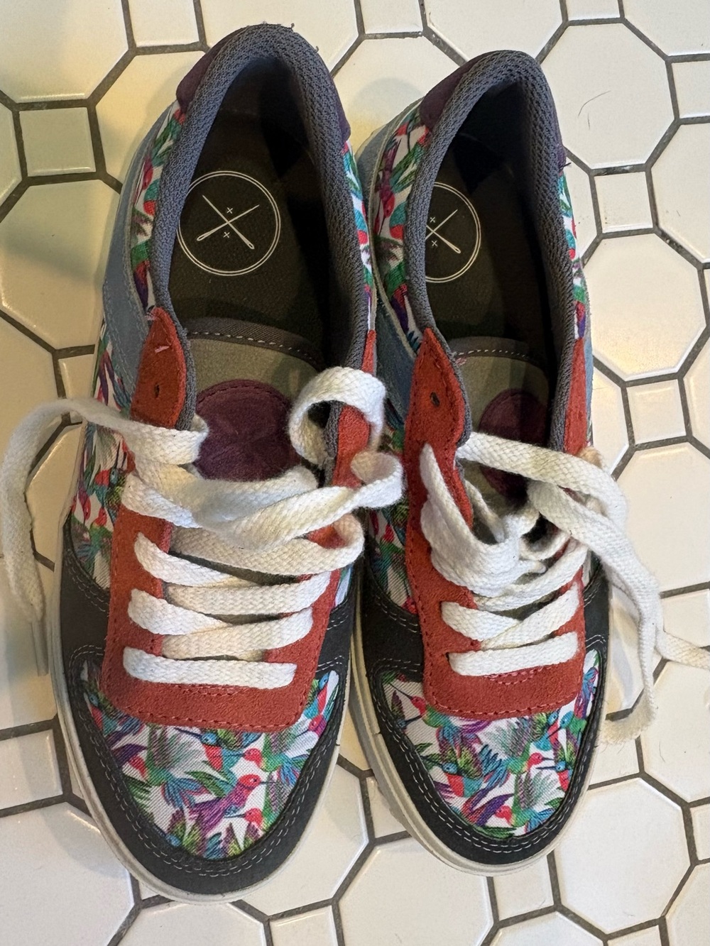 inkkas Multicolor Floral Canvas Sneakers with Rust Accents